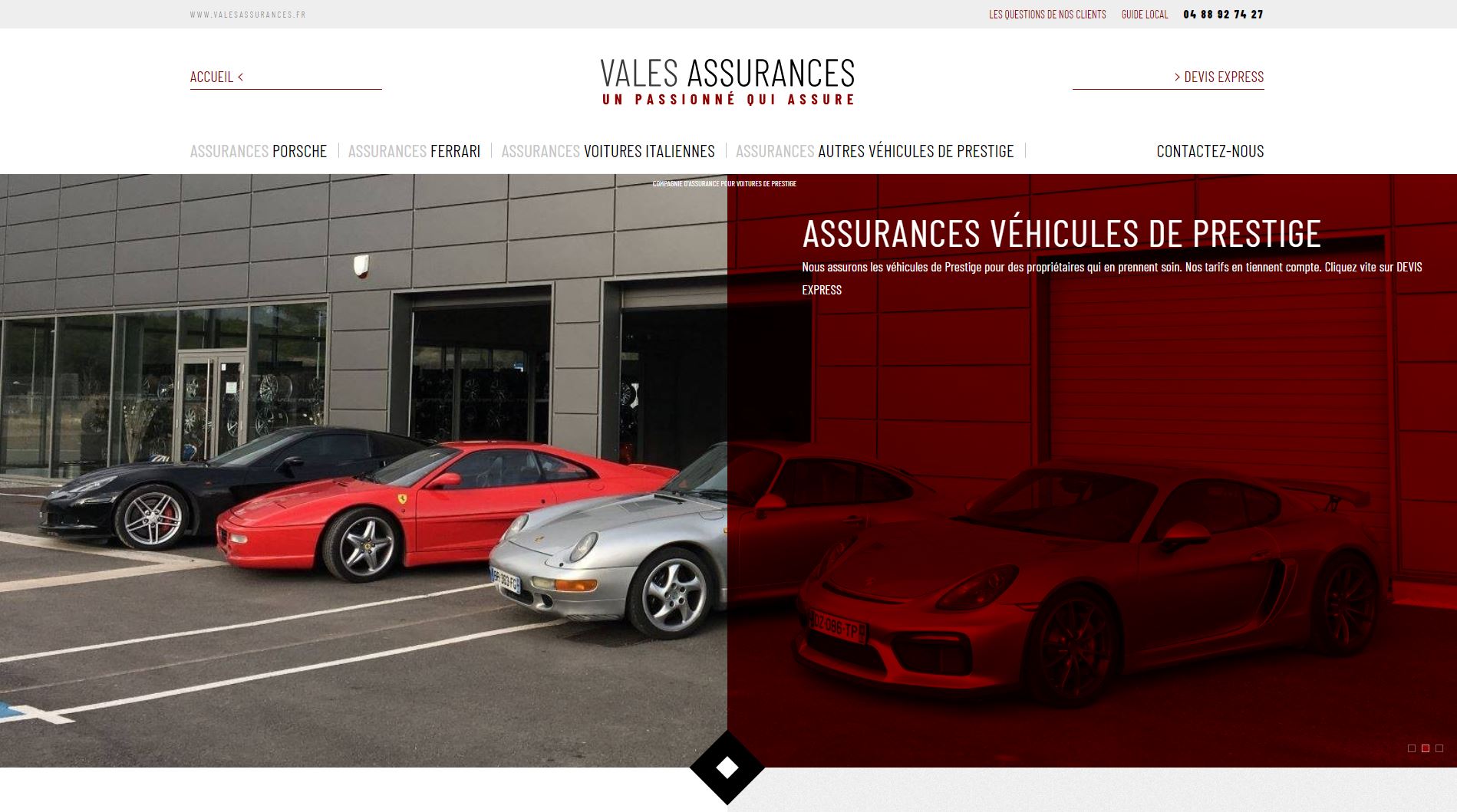 Conception de site web pour assureur de voitures de luxe à Saint-Raphaël - Vales Assurances