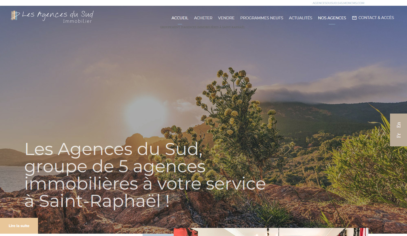 Réalisation de site internet pour Les Agences du Sud, regroupement d'agences immobilières à Saint-Raphaël