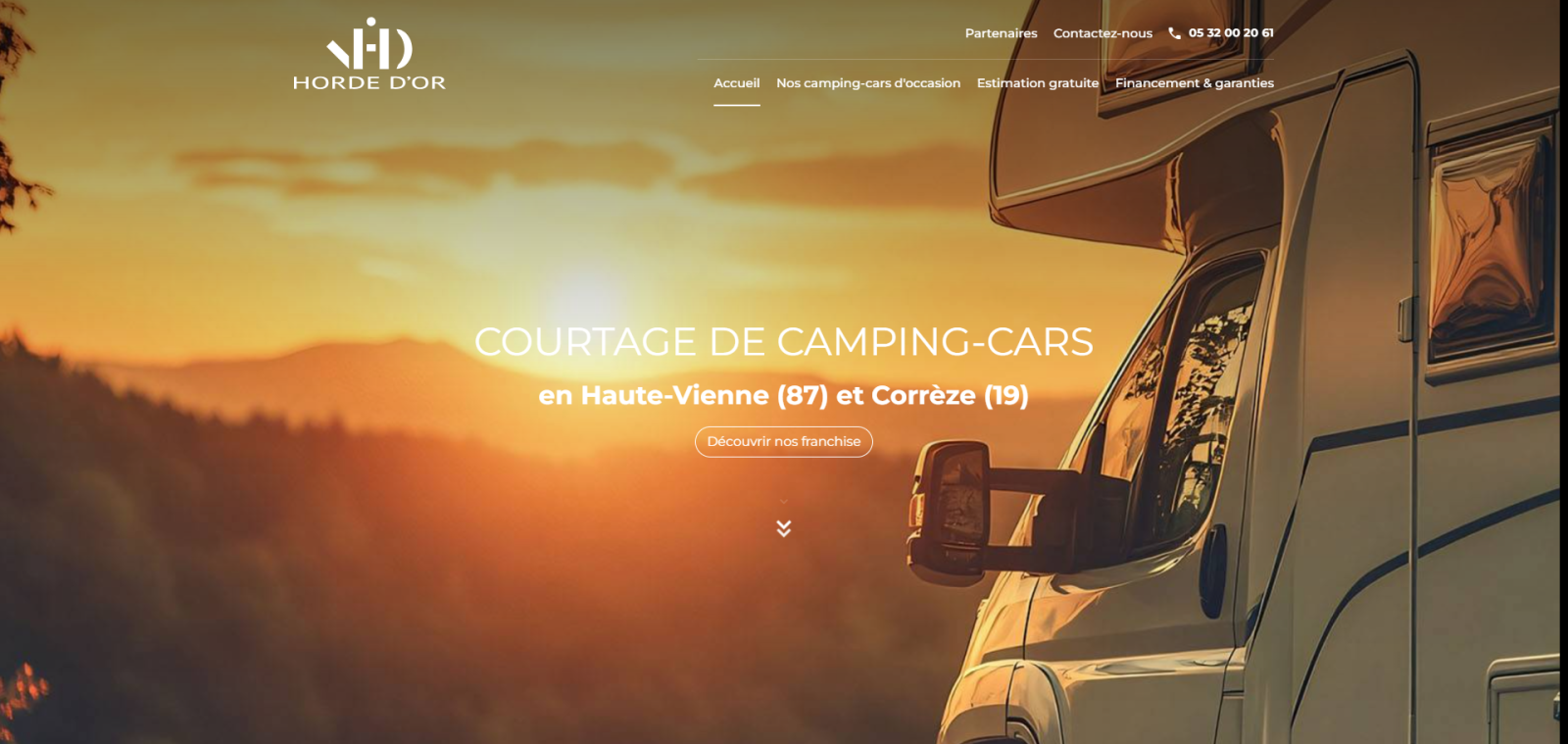 Création d'un site web optimisé SEO pour Horde d’Or, spécialiste du dépôt-vente de camping-cars à Limoges