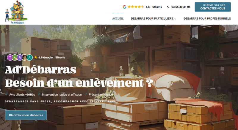 Création du site internet pour une entreprise de débarras près de Strasbourg