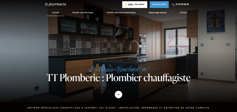 Création d'un site optimisé SEO pour TT Plomberie, spécialiste en chauffe-eau à Taverny