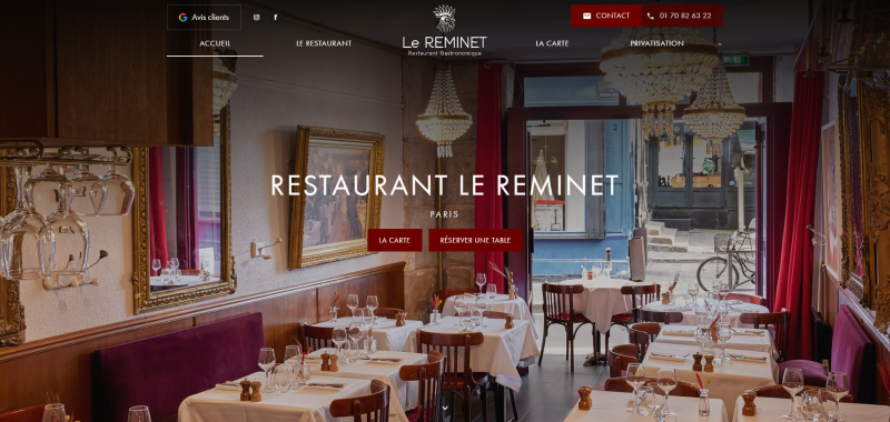 Création d’un site web pour le restaurant Le Reminet à Paris 