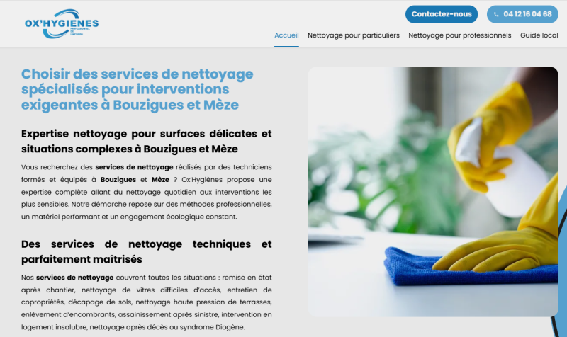 Création de site internet pour une entreprise de nettoyage à Sète et Frontignan (34)
