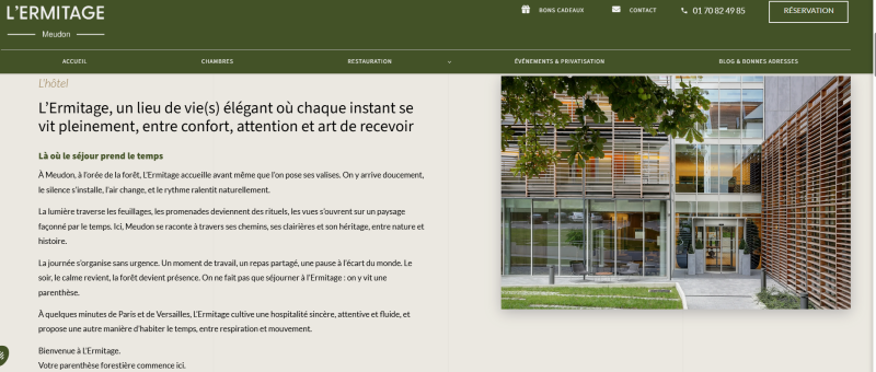 Création de site internet pour un h^tel restaurant 4 étoiles à Meudon – Best Western Plus Ermitage Paris Meudon