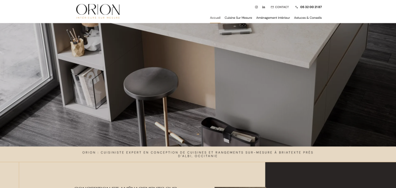 Création de site internet pour ORION INTERIEURS, cuisiniste à Briatexte près d'Albi