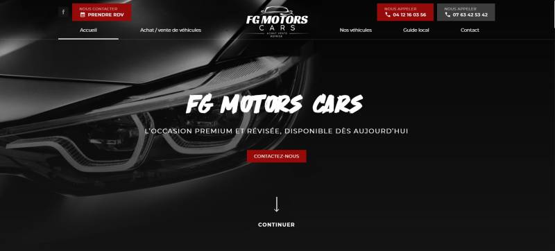Création de site pour  FG Motors Cars : Achat, vente et dépôt-vente de véhicules d’occasion multimarques à Puget-sur-Argens proche Roquebrune-sur-Argens et le Var