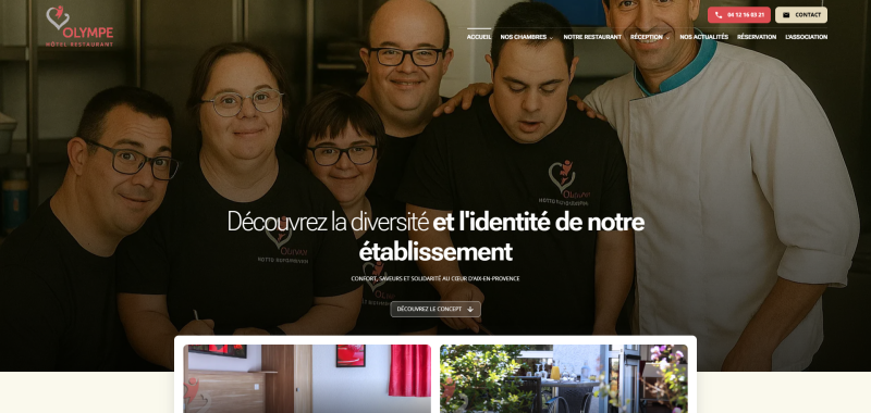 Création d'un site internet pour Olympe, hôtel restaurant à Aix-en-Provence