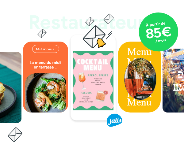 Envoyez votre menu en 1 clic et (fidélisez) vos clients grâce à la newsletter Jalis.