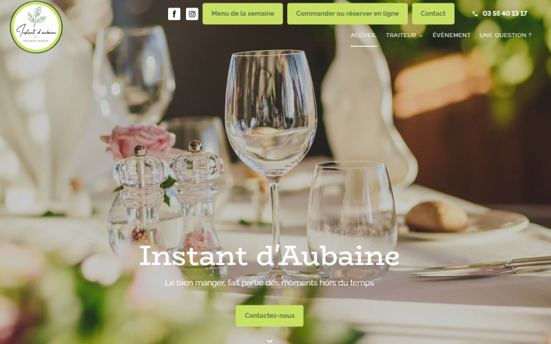 Conception d'un site internet pour un service de traiteur dans le Bas-Rhin - Instant d'Aubaine