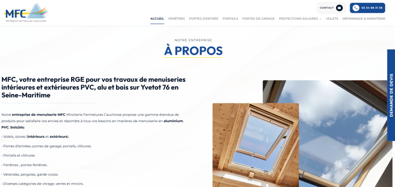 Création de site internet pour un expert en menuiseries extérieures à Yvetot – Miroiterie Fermetures Cauchoise