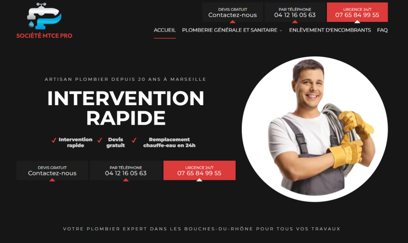 Conception d'un site internet pour une entreprise de plomberie générale à Marseille - MTCE