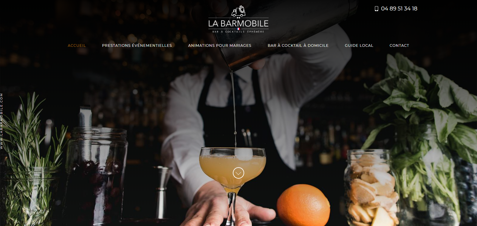 Réalisation d'un site internet pour une entreprise de bar à cocktails à domicile à Lyon - La Barmobile