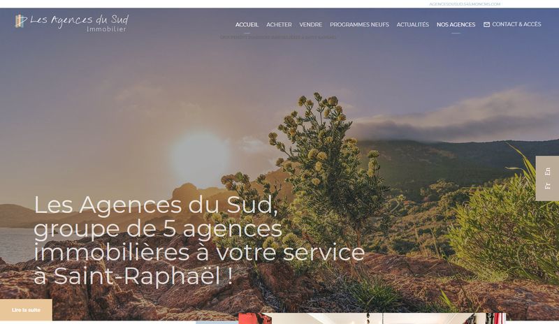 Réalisation de site internet pour Les Agences du Sud, regroupement d'agences immobilières à Saint-Raphaël