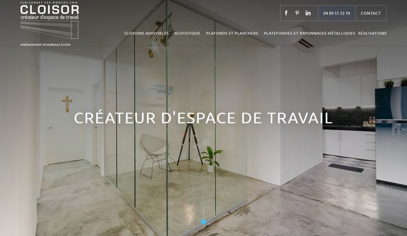 Agencement d'espaces de travail Rhône avec cloisons et faux plafonds - Cloisor