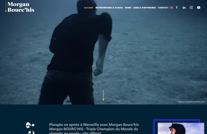 Création d'un site internet pour un champion du monde d'apnée Morgan Bourc'his