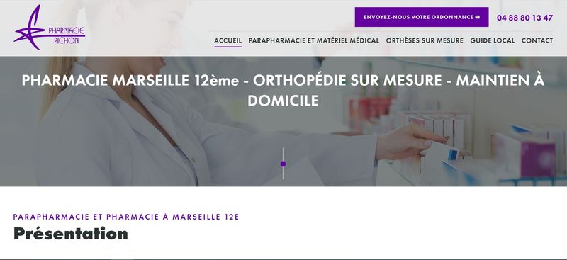 Création d'un site internet et référencement SEO pour la Pharmacie Pichon, achat/vente de Matériel médical et parapharmacie à Marseille 12ème