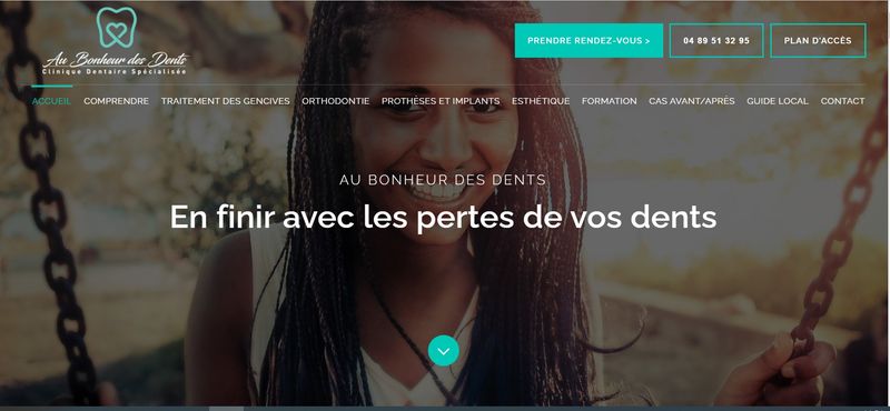 Création de site et référencement SEO pour une Clinique dentaire près de Montpellier - Au Bonheur des dents