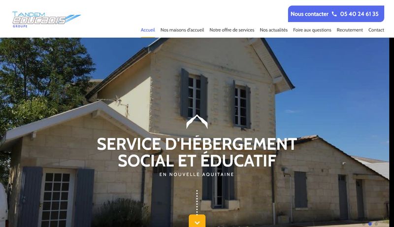 Création de site pour Tandem Ecudadis, réseau de centres d'accueil pour jeunes en difficulté en Nouvelle-Aquitaine