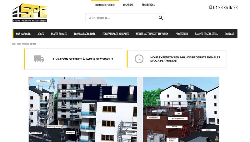 Vente d'échafaudages en ligne - Société Provençale d'Échafaudages