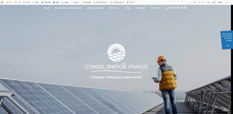 Création de site internet pour Conseil Energie France,  installation de photovoltaïque pour entreprises et collectivités à Marseille