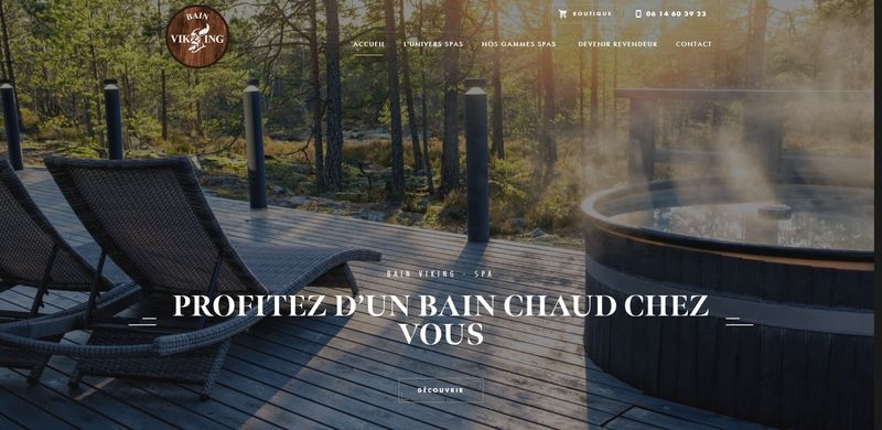Réalisation d'un site internet pour Bain Viking : vente de spas en bois à Biarritz et toute la France
