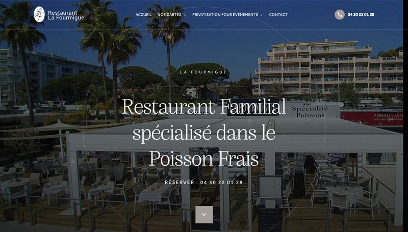 Création de site pour La Fourmigue, restaurant à Golfe-Juan