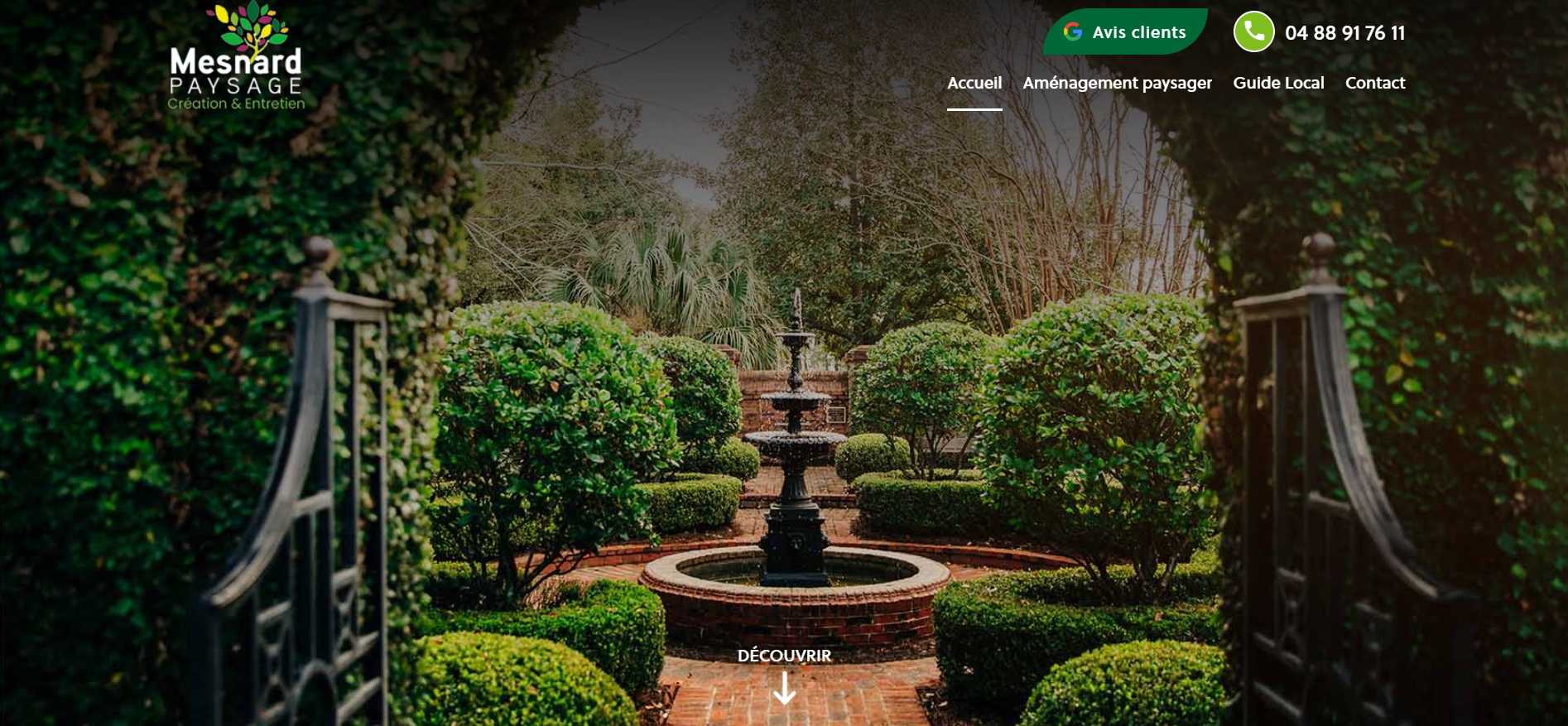 Création de site internet pour Mesnard Paysage : Paysagiste Jardinier à Toulon, Hyères, Cuers 83