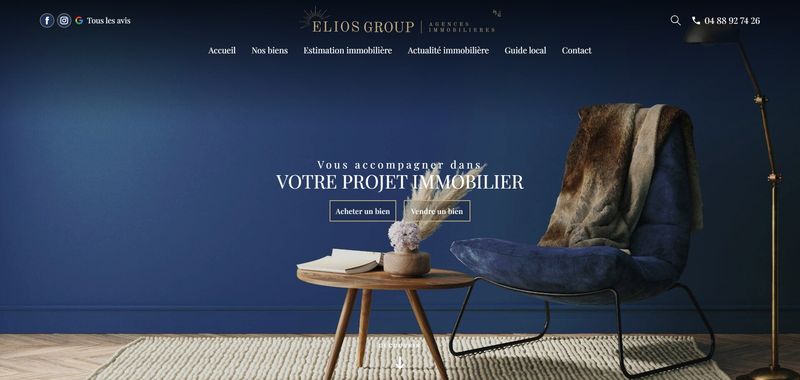 Création d'un site web pour Elios Group : Agence immobilière à Nans-les-Pins