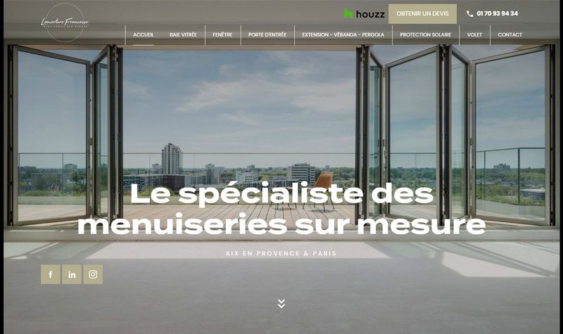 Site web pour L'ouverture Française : menuiserie haut de gamme à Aix-en-Provence et Paris