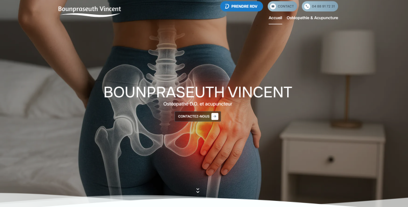 Création de site internet pour un expert en ostéopathie et acupuncture à Lyon 7 – Santé & Bien-être - BOUNPRASEUTH VINCENT