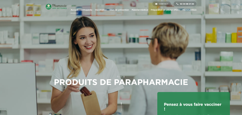 Création d'un site web pour la pharmacie des Victoires à Yvetot
