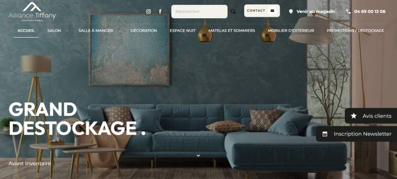 Création de site internet pour Alliance Tiffany : Mobilier design à Hyères