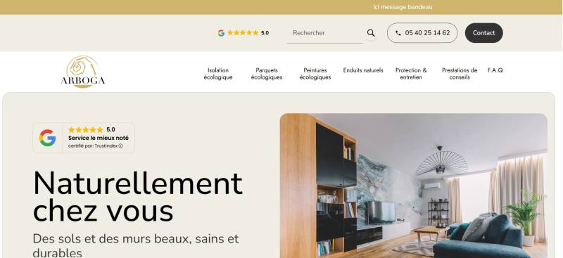 Création d'une site e-commerce pour Arboga, Boutique en ligne de peintures et isolants naturels