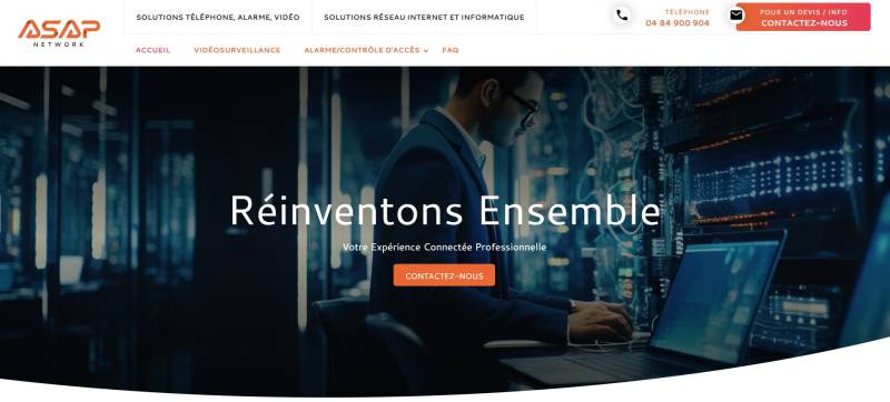 Création de site pour Asap Network : solutions de sécurité professionnelles en vidéosurveillance, alarme incendie, alarme intrusion et contrôle d’accès à Marseille, Avignon, Toulon et Nîmes