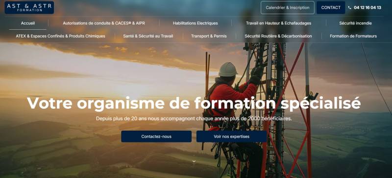 Création de site pour AST & ASTR Formation : organisme de formations professionnelles en sécurité, habilitations et conduite à Paris Île-de-France