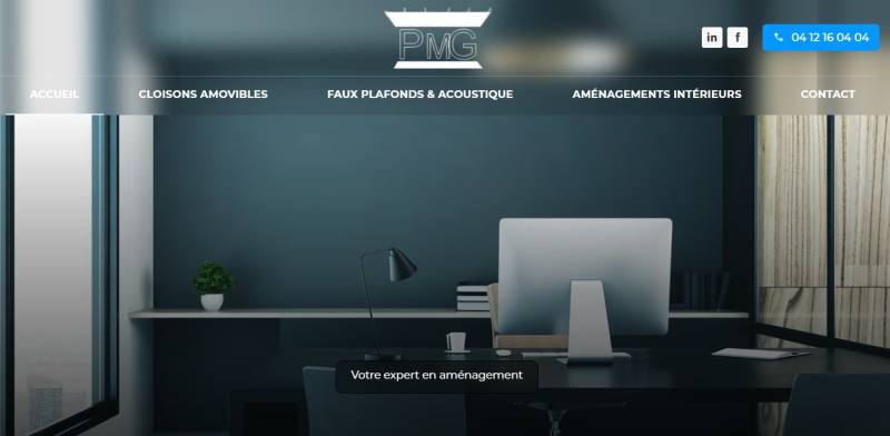 Jalis, création de site pour PM Grognet et Fils : entreprise de pose de cloisons amovibles à Lyon dans le Rhône