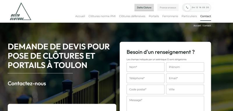 Création de site pour Delta Clôtures :  Entreprise de clôture de sécurité et fabrication de portail acier à Toulon et Marseille