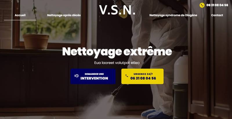 Création de site pour  V.S.N : Entreprise de nettoyage après décès et désinfection de logements insalubres à Saint Etienne et alentours
