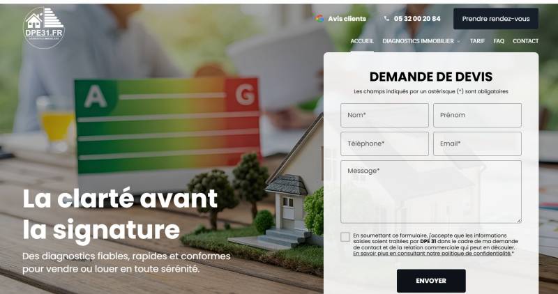 Jalis, création de site pour DPE 31 : diagnostiqueur immobilier à Toulouse et en Haute-Garonne
