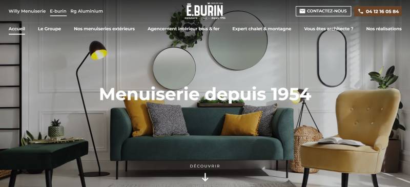Création de site pour  ETS Burin : Artisan menuisier à Annecy pour pose de fenêtres, agencement sur mesure, expert chalet