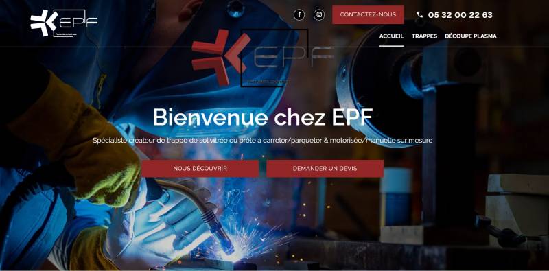 Création de site pour EP Fermeture : Fabricant de trappes de cave en verre et atelier de découpe plasma à Toulouse et  Livraison France entière