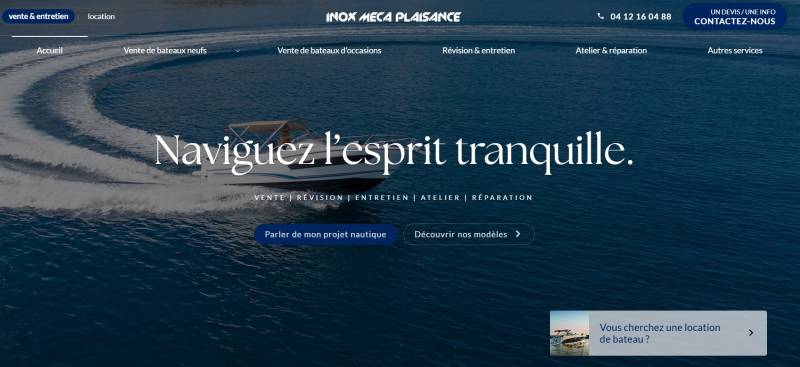 Création de site pour Inox Meca Plaisance : vente de bateaux, concessionnaire Master et atelier mécanique hors-bord à Hyères et dans le Var