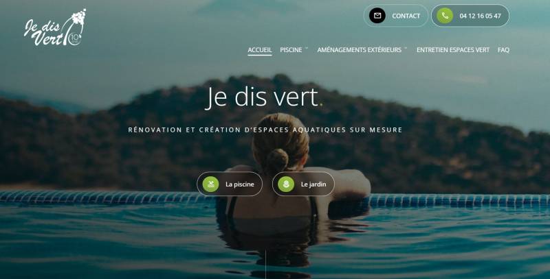 Création de site pour Je Dis Vert Piscine : Constructeur de piscine maçonnée, rénovation et paysagiste à Ternay proche de Communay