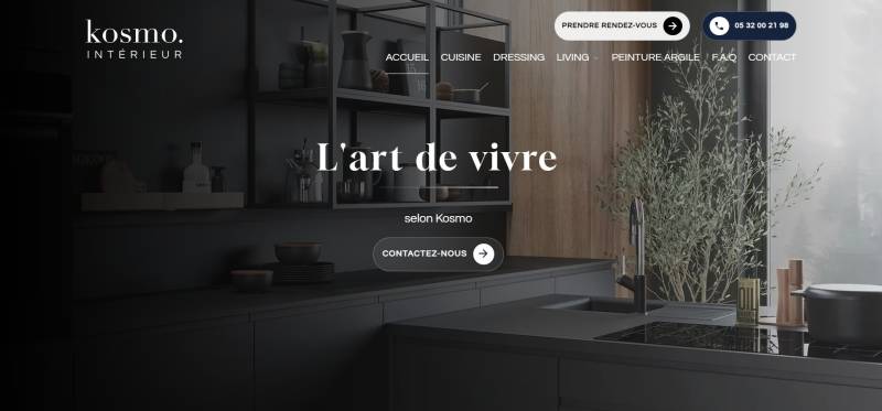 Création de site pour  Kosmo Interieur : Cuisiniste haut de gamme et aménagement intérieur sur mesure à Toulouse et en Haute Garonne
