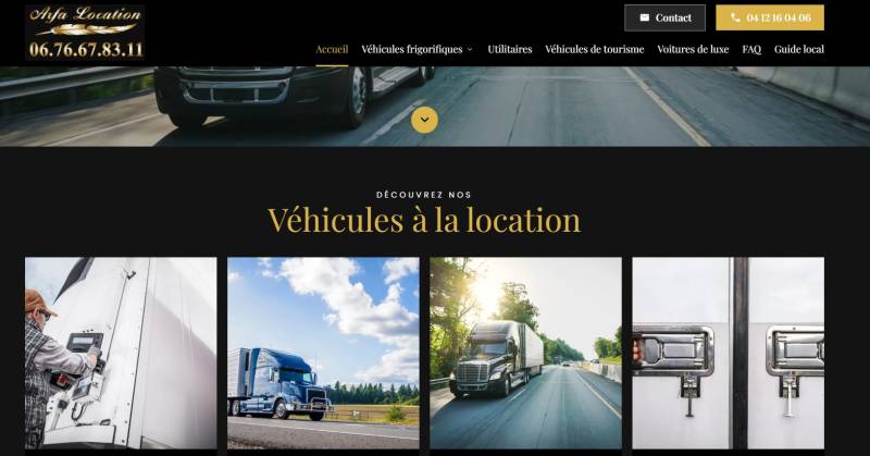 Création de site pour Arfa Location: location de véhicules de tourisme et utilitaires particuliers et pros sur la région de Brignoles et alentours dans le Var