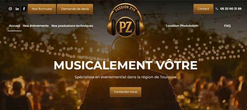 Création de site pour Passion Zyk : DJ pour Mariage, soirées pro et privés à Toulouse et sa région