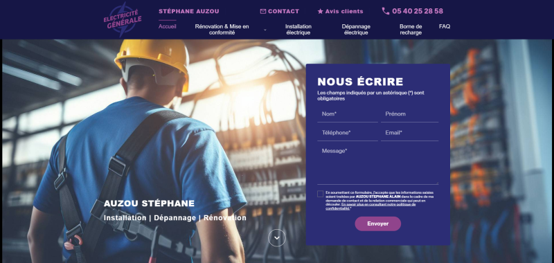 Création de site pour un électricien à Bordeaux spécialisé en installation, dépannage et rénovation électrique