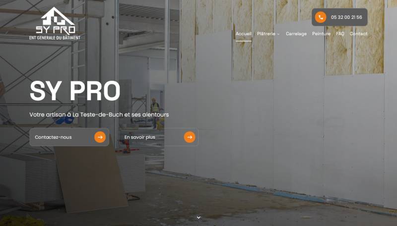 Création du site de Sy Pro, entreprise de plâtrerie et de maçonnerie à La Teste-de-Buch