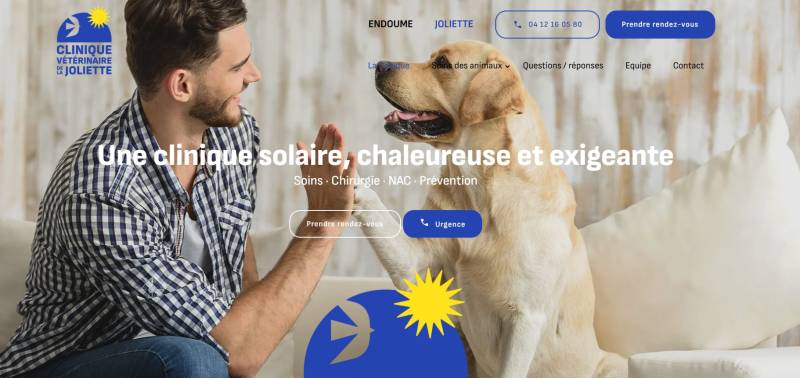 Création de site pour la Clinique Vétérinaire de la Joliette : vétérinaire à Marseille Joliette 13002 pour soins complets pour vos animaux