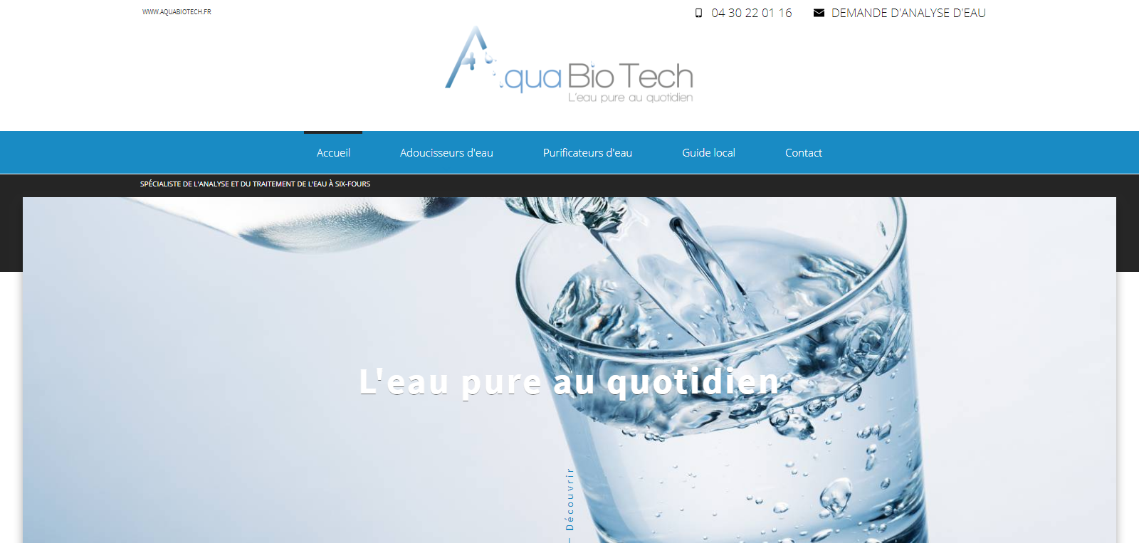 Conception d'un site internet pour l'installation d'adoucisseurs d'eau à Six-Fours - Aqua Bio Tech
